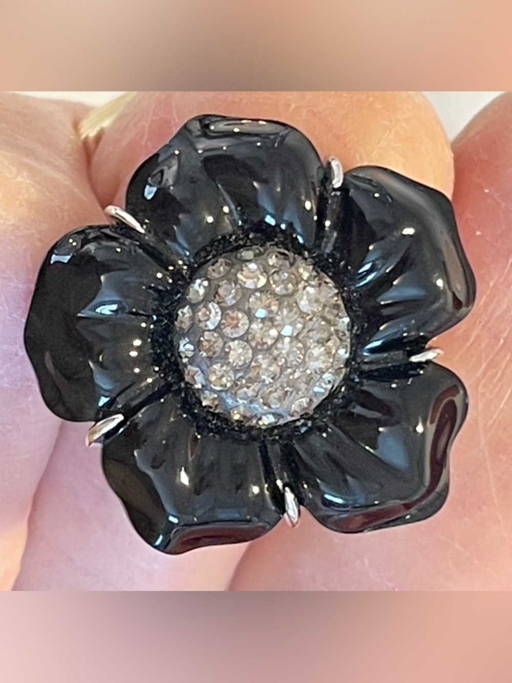 Swarovski Ring Crystal Jet Black Flower Melissa Ring w/ BOX